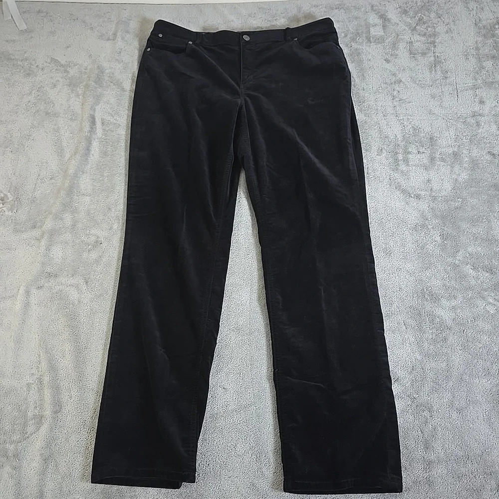 Talbots Pants Womens 16 Straight Black Velvet Flawless 5 Pocket Casual Normcore‎